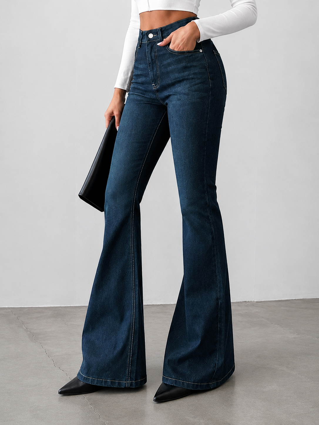 Cyber Blue Tinted Bootcut Jeans