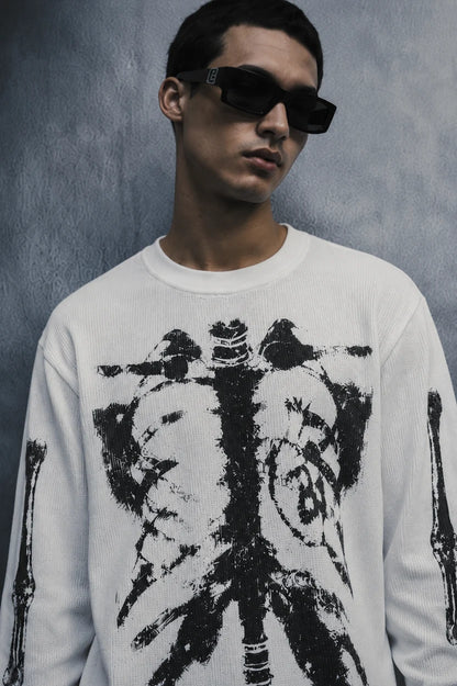 skeletal state waffle T-shirt-White