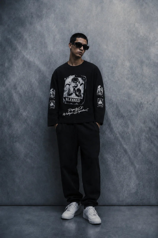 Blessed State Waffle T-shirt-Black