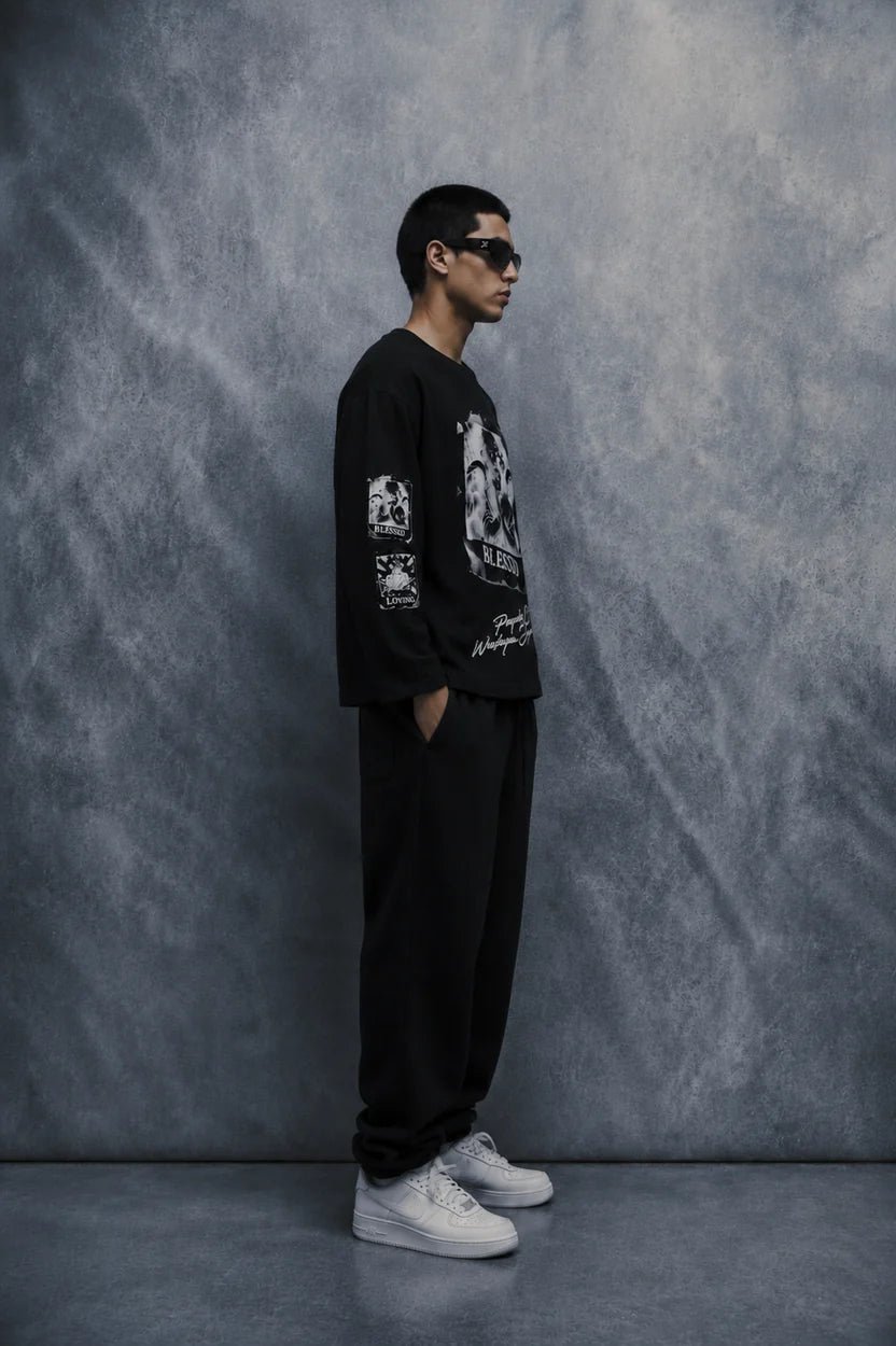Blessed State Waffle T-shirt-Black