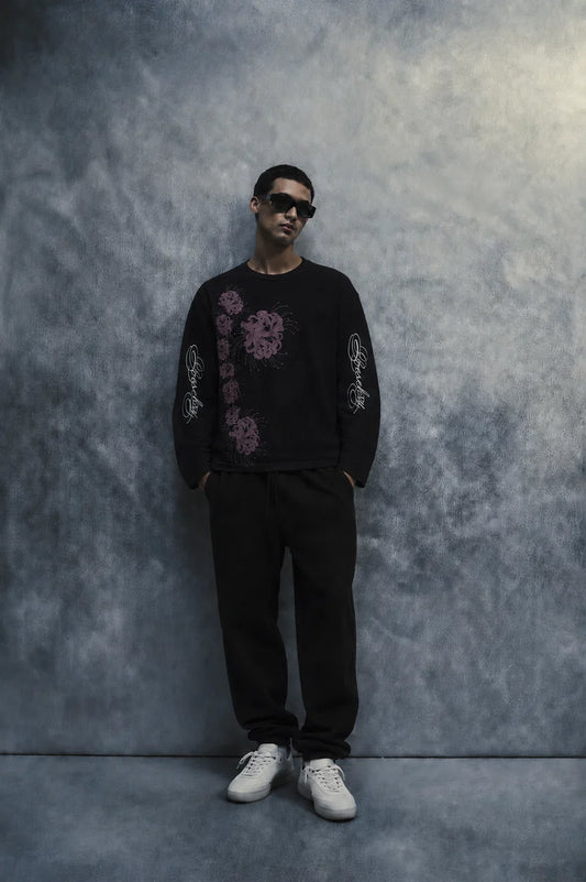 bloom state waffle T shirt-Black