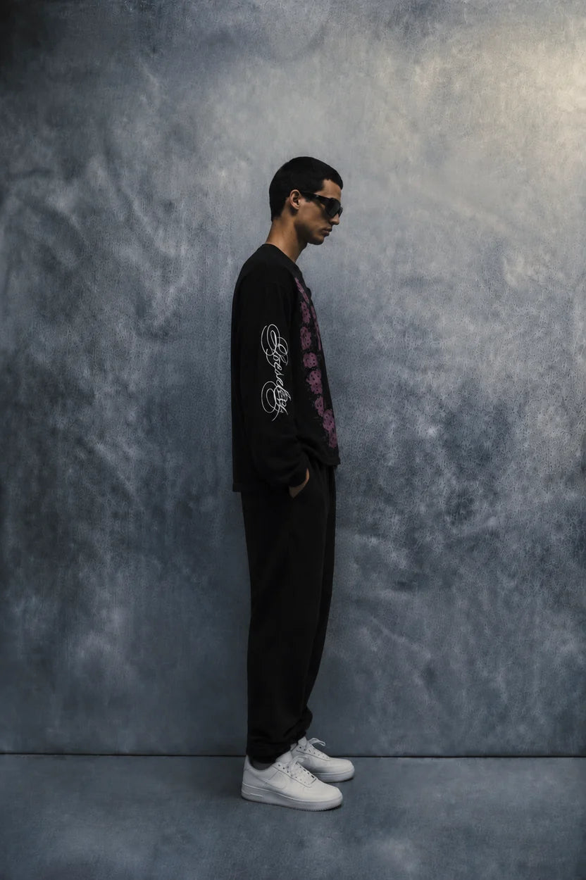 bloom state waffle T shirt-Black