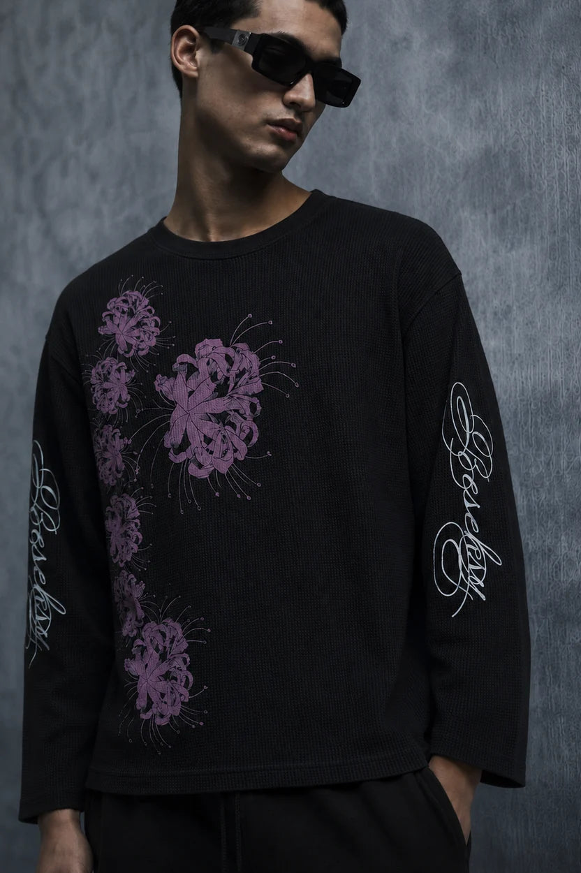 bloom state waffle T shirt-Black