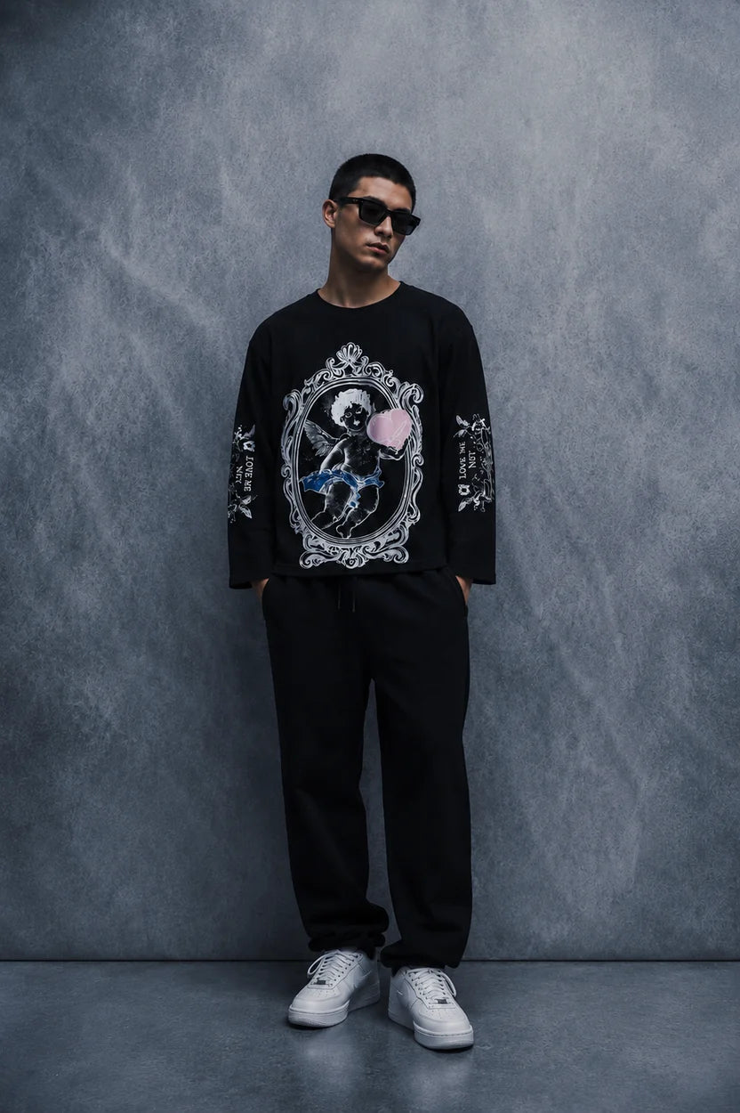 Cupid State Waffle T shirt-Black