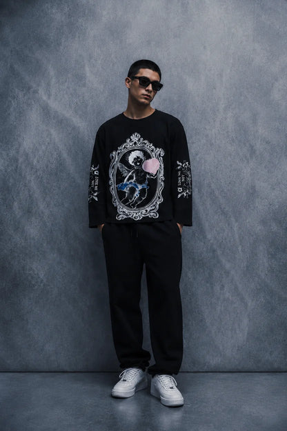Cupid State Waffle T shirt-Black