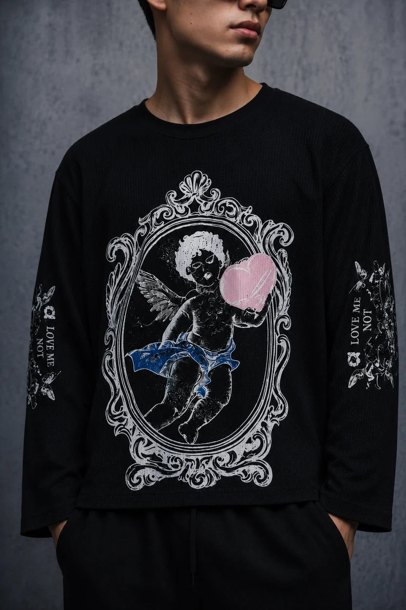 Cupid State Waffle T shirt-Black