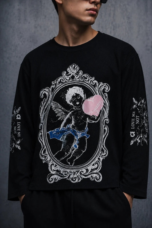 Cupid State Waffle T shirt-Black