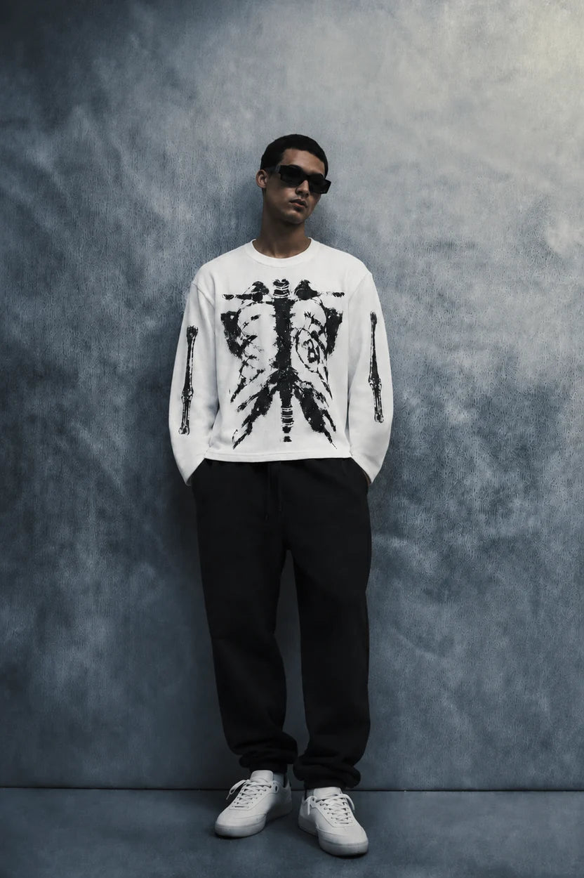skeletal state waffle T-shirt-White