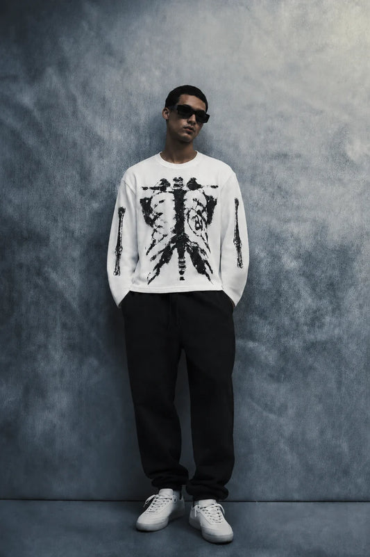 skeletal state waffle T-shirt-White