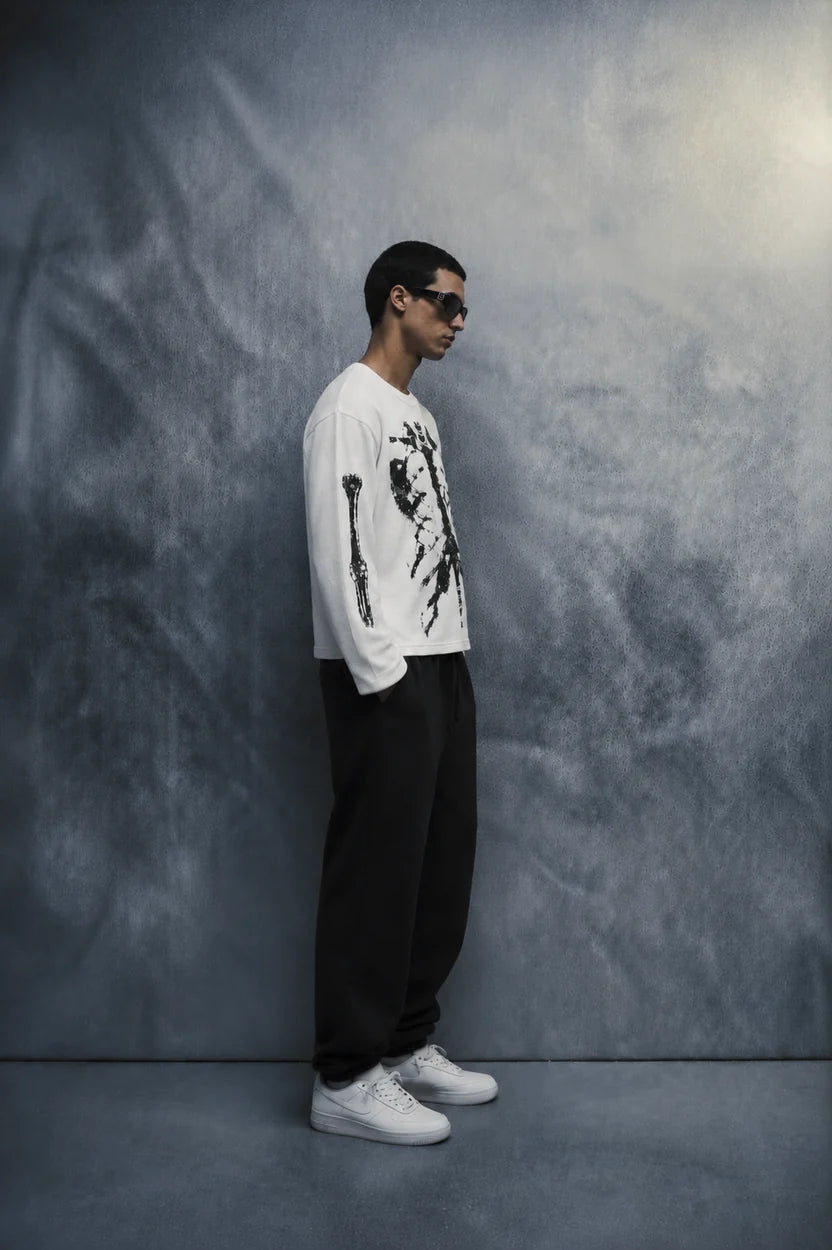 skeletal state waffle T-shirt-White
