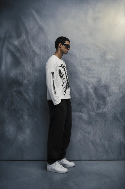 skeletal state waffle T-shirt-White