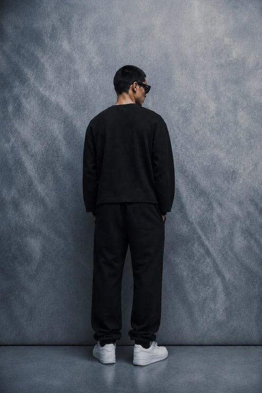 skeletal state waffle T-shirt-Black
