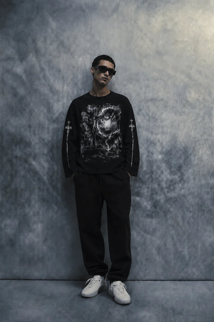 divine judgment waffle t shirt-black