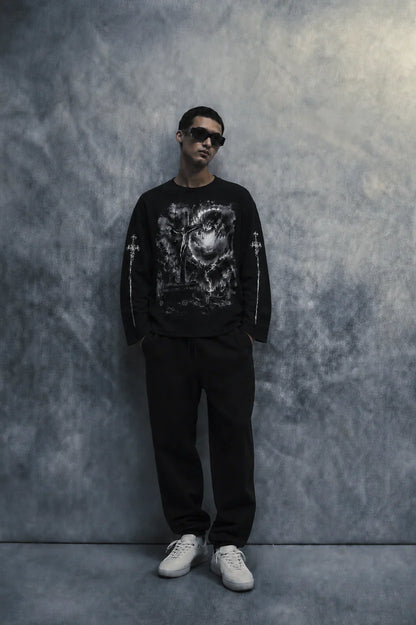 divine judgment waffle t shirt-black