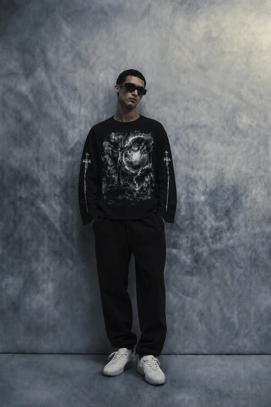 divine judgment waffle t shirt-black