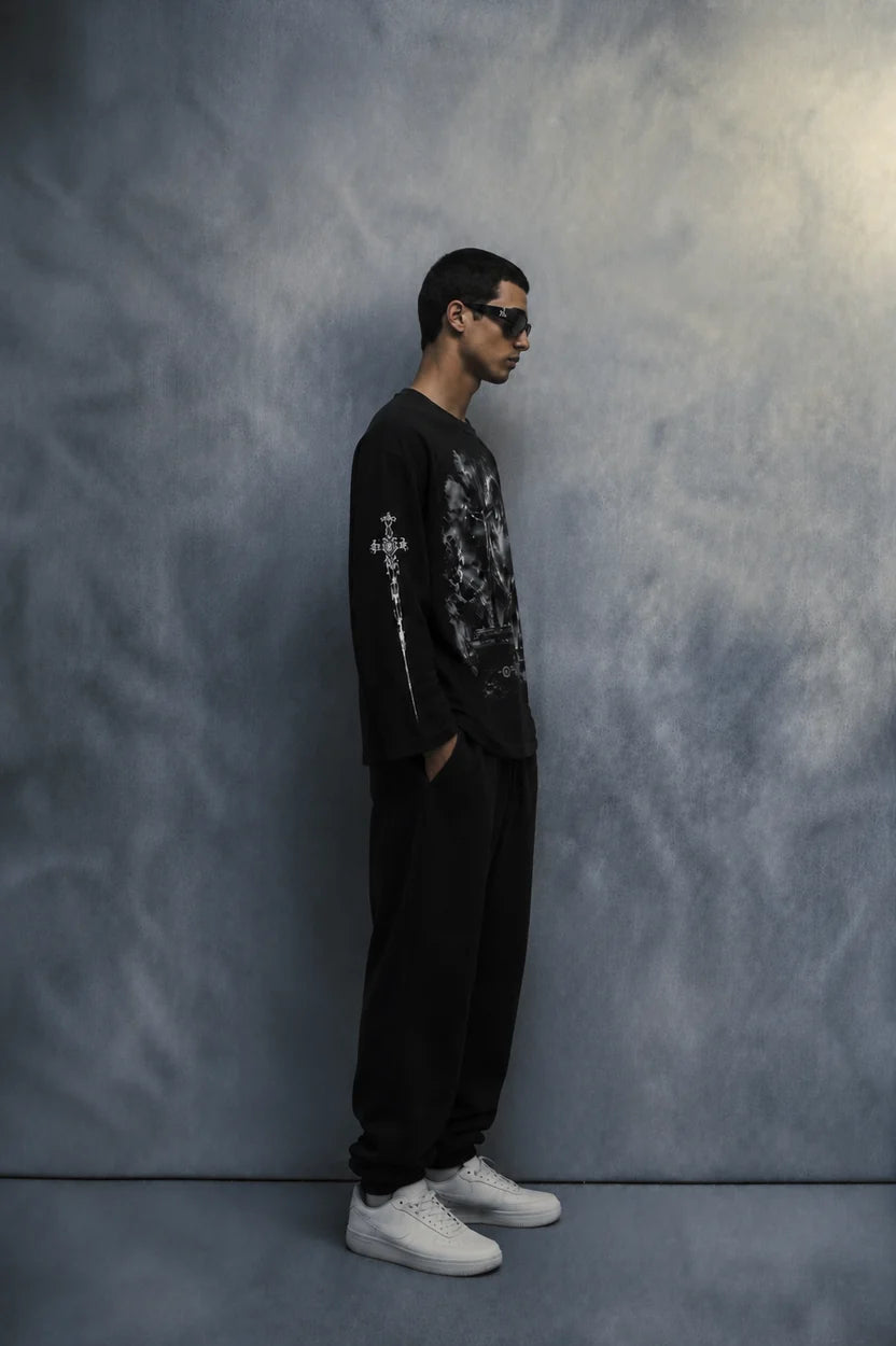 divine judgment waffle t shirt-black