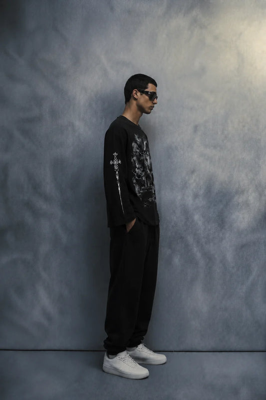 divine judgment waffle t shirt-black