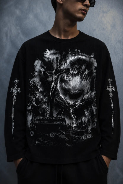 divine judgment waffle t shirt-black
