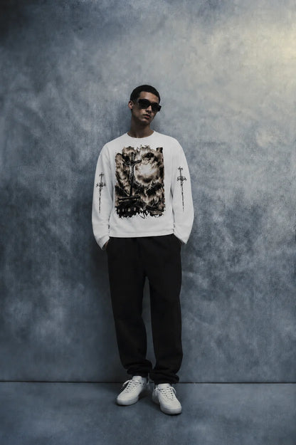 divine judgment waffle t shirt-White