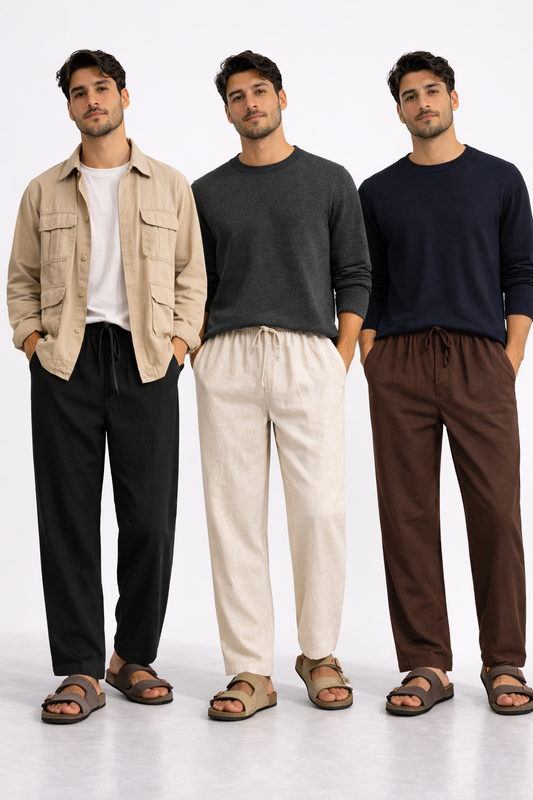 Menâ€™s Premium Linen Pajama Combo â€“ Pack of 3