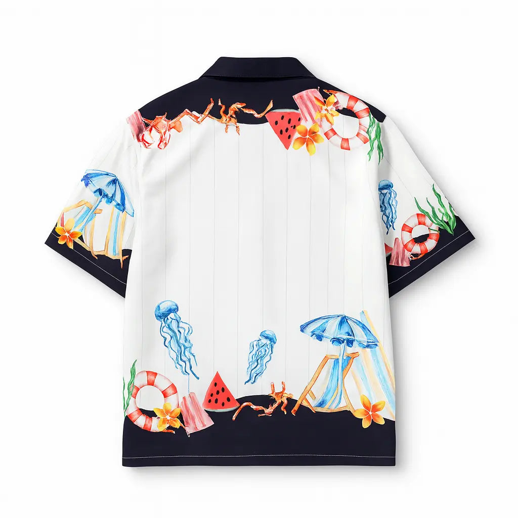 Vacay Club Half-Sleeves Printed White Shirt FLYAF