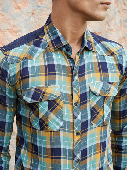 Checks Cyan Shirt