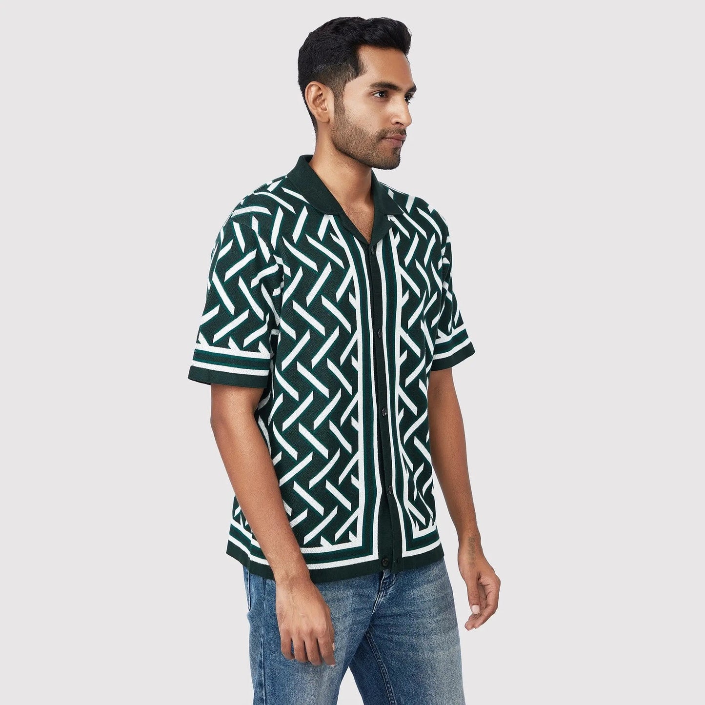 Triangle Jacqaurd Knit Shirt SIC