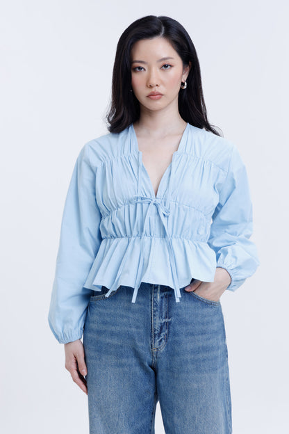 Drawstring Poplin Blouse
