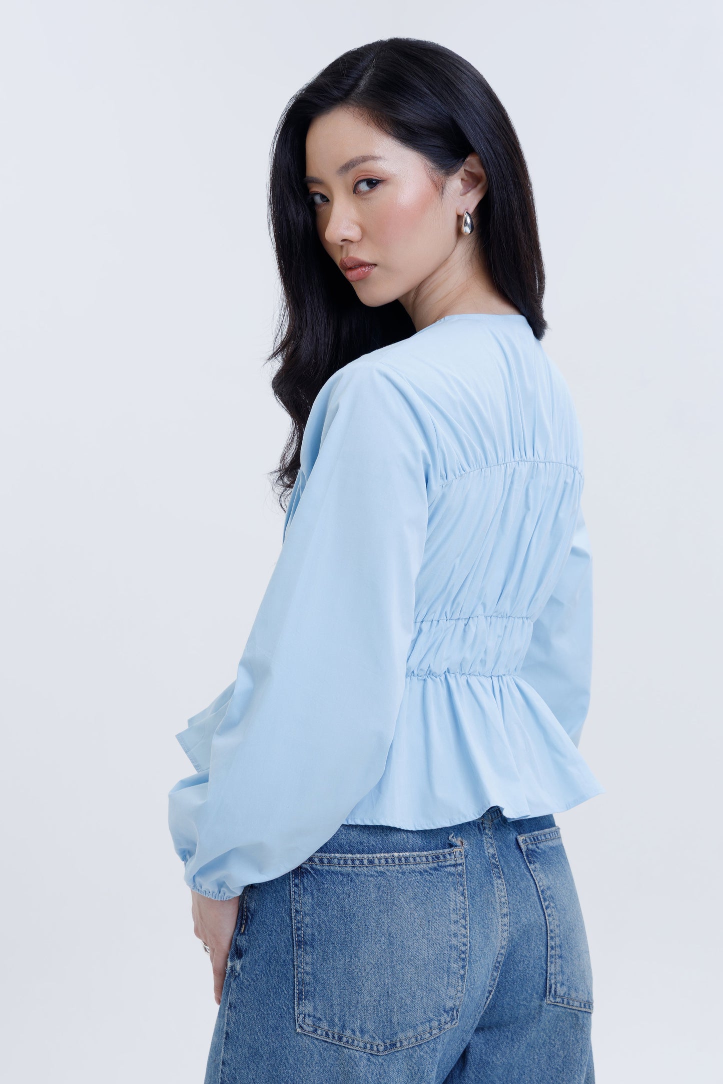 Drawstring Poplin Blouse