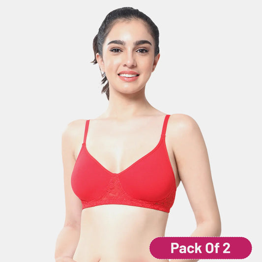 Envie Non-Padded Non-Wired 3/4th Coverage T-Shirt Lace Bra