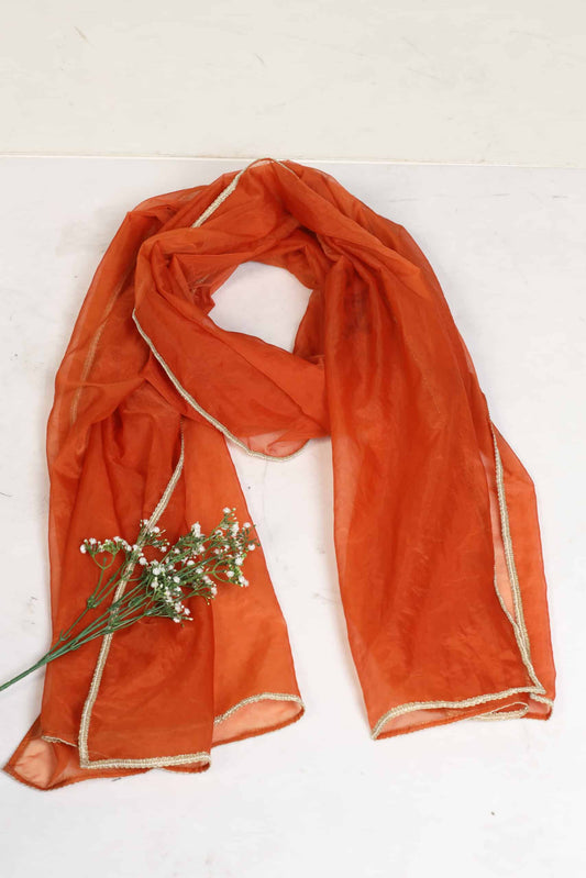 Organza Embellished Orange Dupatta
