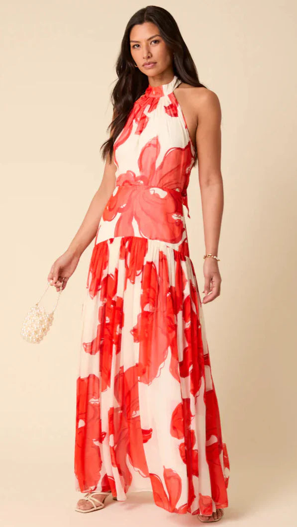 Red Floral Alice Dress