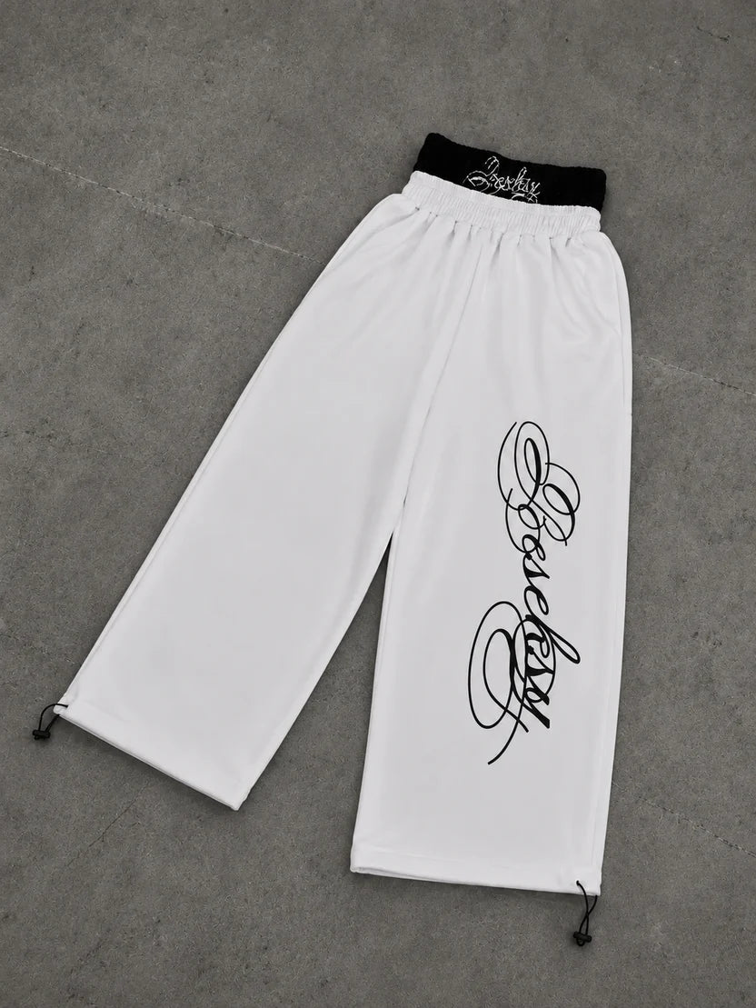 Scriptline white baggy pants-White