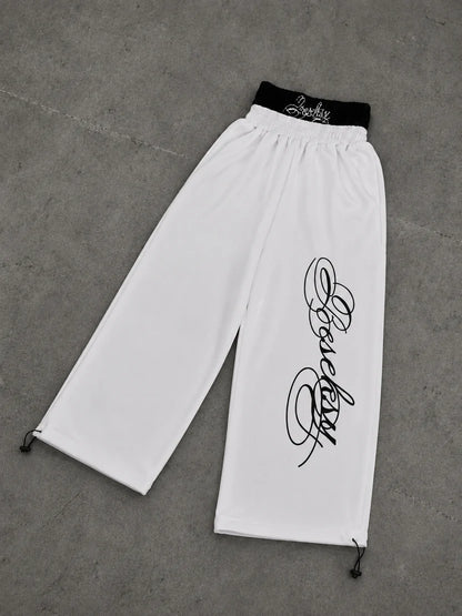 Scriptline white baggy pants-White