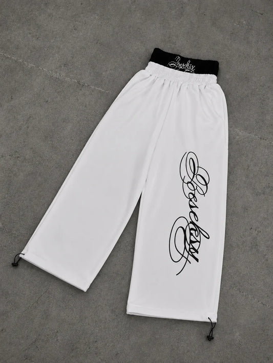 Scriptline white baggy pants-White