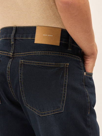 Dark Blue with Light Fade Mid-Rise Relaxed Fit Jeans