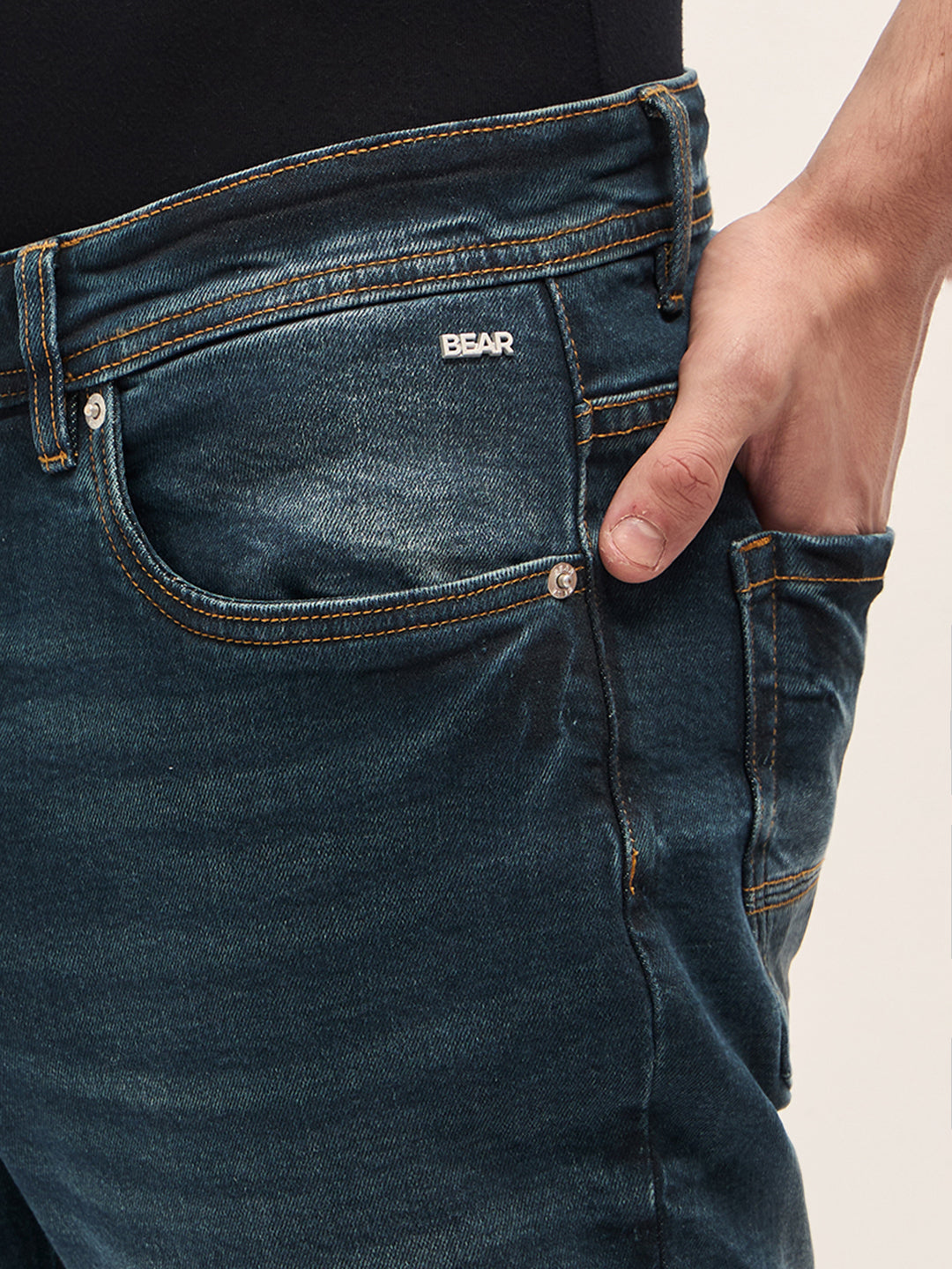 Dark Blue with Mid Fade Mid-Rise Slim Fit Jeans