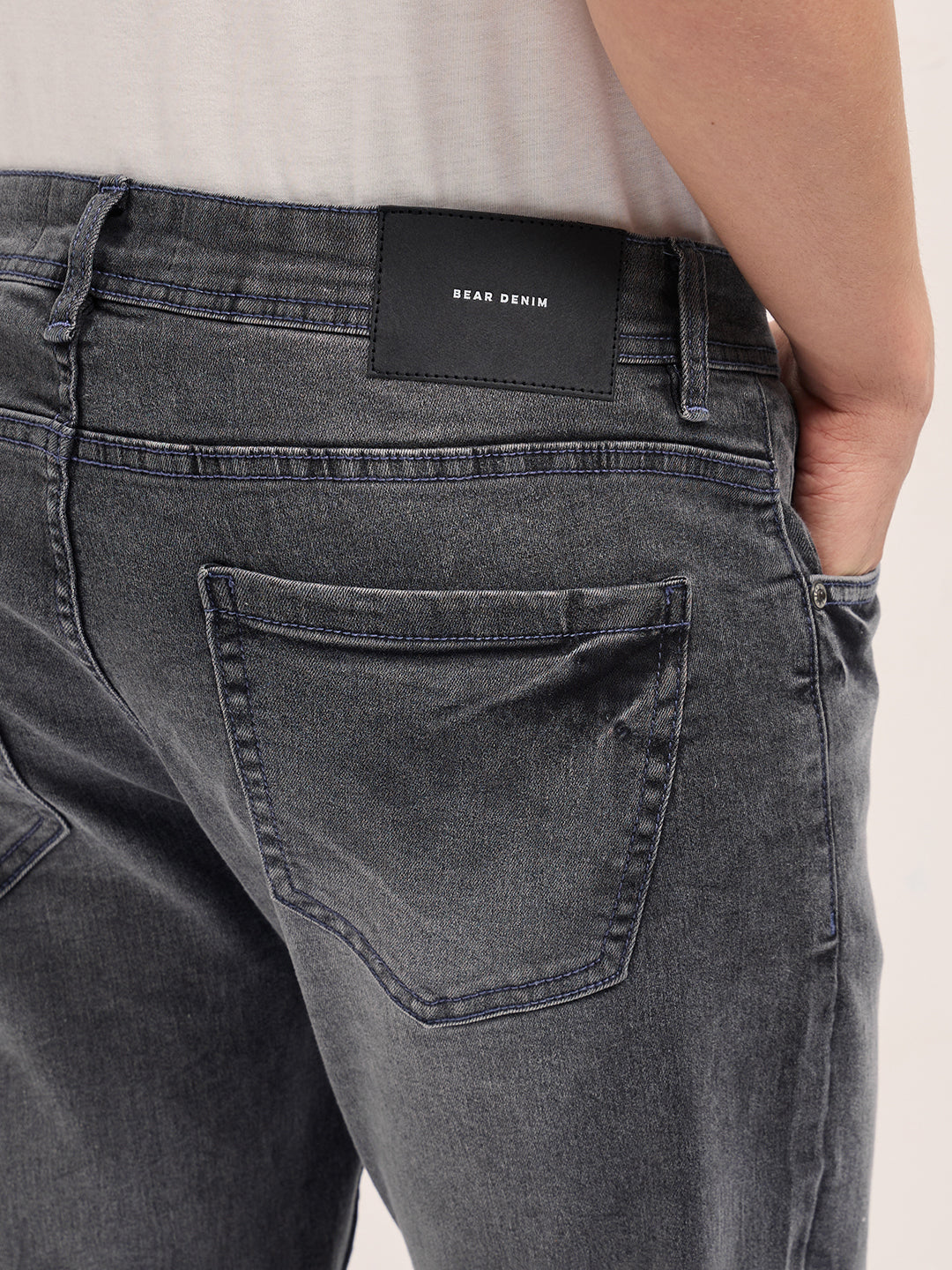 Grey Mid-Rise Skinny Fit Jeans with Light Fade