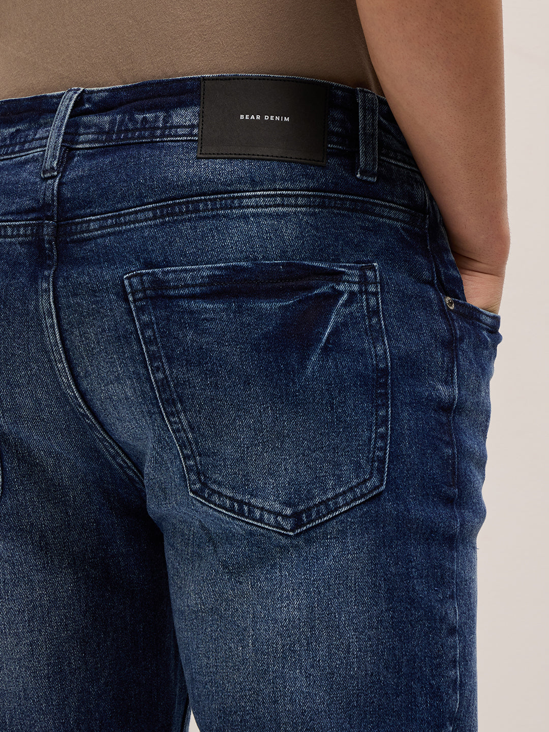 Mid Blue Mid-Rise Slim Fit Jeans with Light Fade