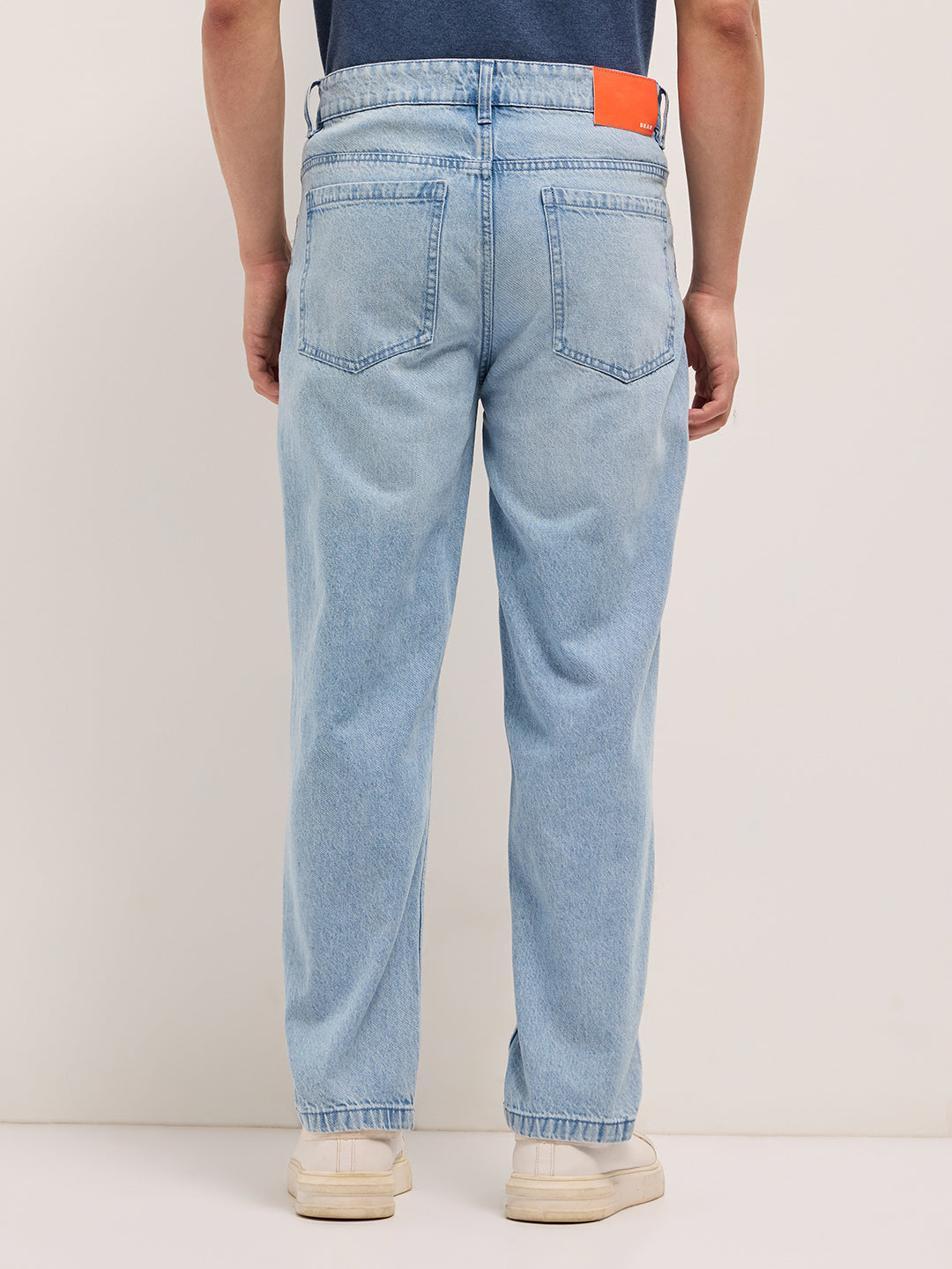 Light Blue with Light Fade Mid-Rise Straight Fit Jeans