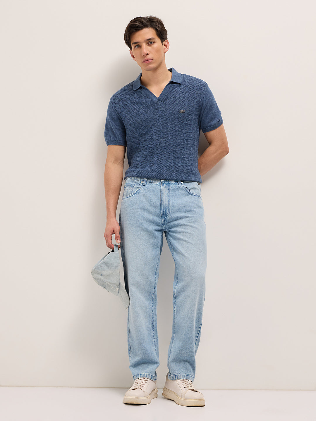 Light Blue with Light Fade Mid-Rise Straight Fit Jeans