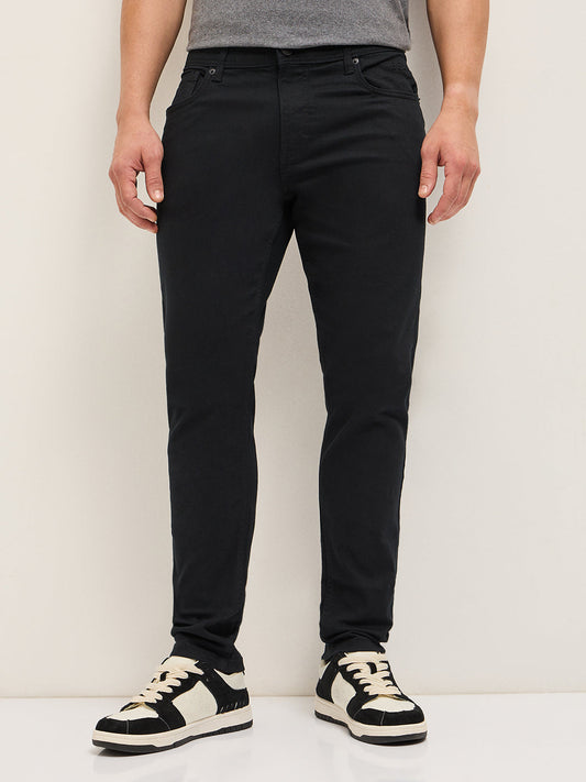 Black Mid-Rise Slim Fit Jeans