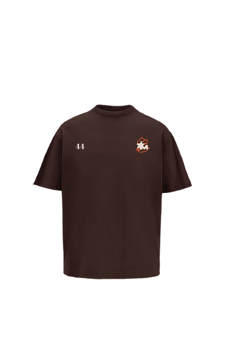 Deep Diving Printed Oversized Brown T-Shirt Main Character