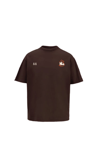 Deep Diving Printed Oversized Brown T-Shirt Main Character