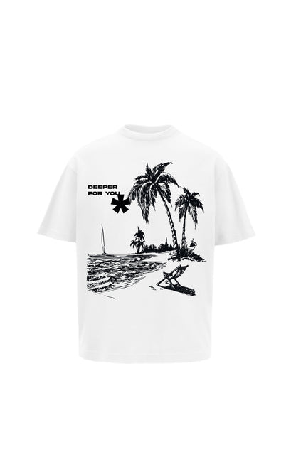 Deeper For You Printed Oversized White T-Shirt Main Character