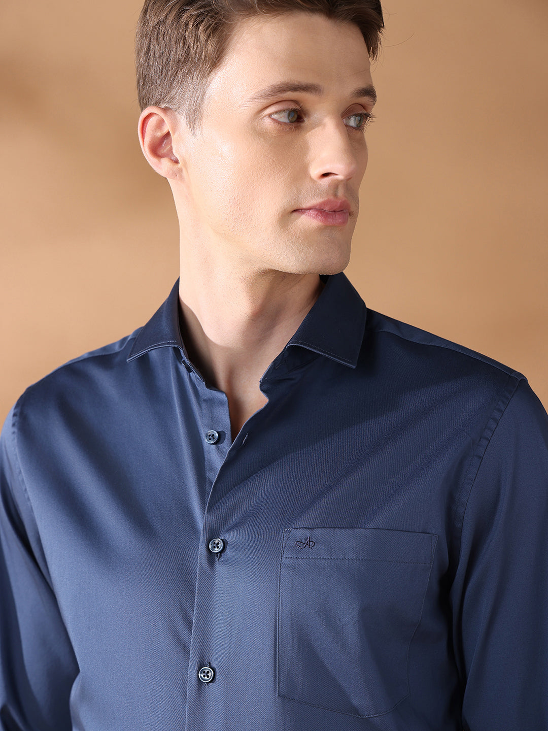 Navy Slim Fit Solid Formal Shirt for Men (DEXTER)