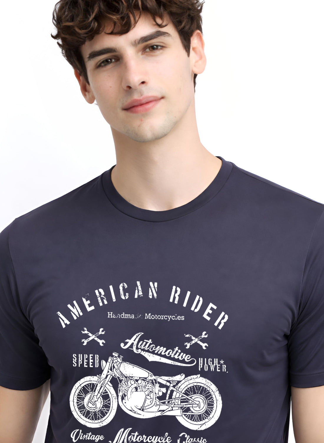 Adro Mens American Rider Printed T-Shirt | 100% Cotton T shirt for Bikers | Stylish Casual Tee Summer Regular Fit Biker Tshirt