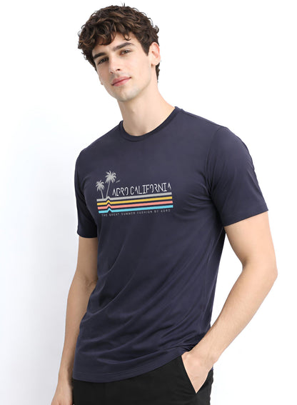 Adro Mens California Graphic T-Shirt | Retro Stripe Print Cotton Summer Tshirt | Stylish Beach T shirt | Comfortable Graphic Tee
