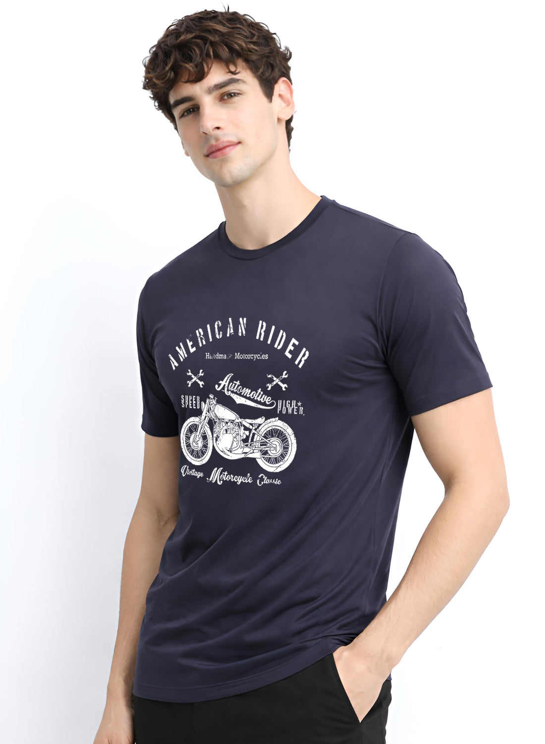 Adro Mens American Rider Printed T-Shirt | 100% Cotton T shirt for Bikers | Stylish Casual Tee Summer Regular Fit Biker Tshirt