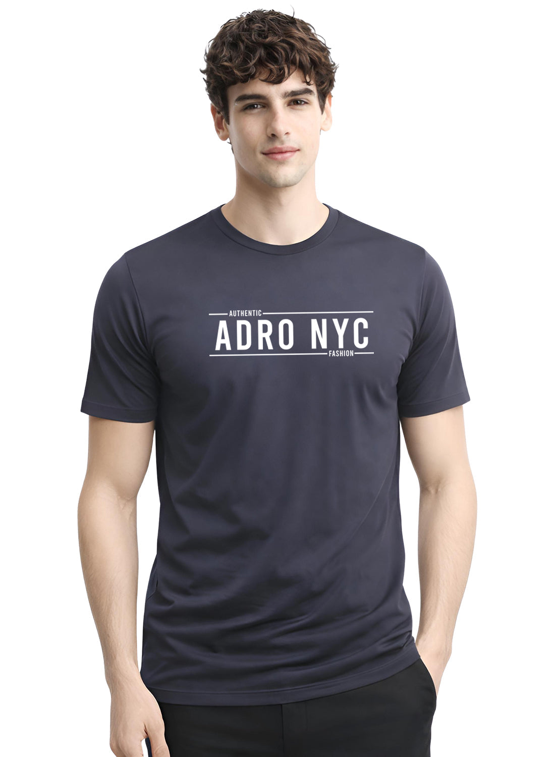 Adro Mens Branded Logo Printed T-Shirt | Typography Print 100% Cotton T shirt | Stylish Tee Summer Regular Fit Graphic Tshirt Dark Grey